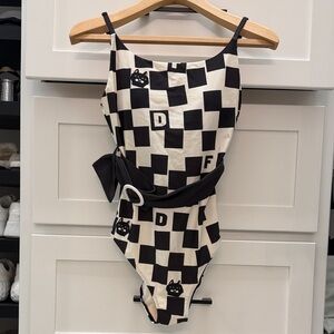 Checkered Black and White One Piece Swimsuit